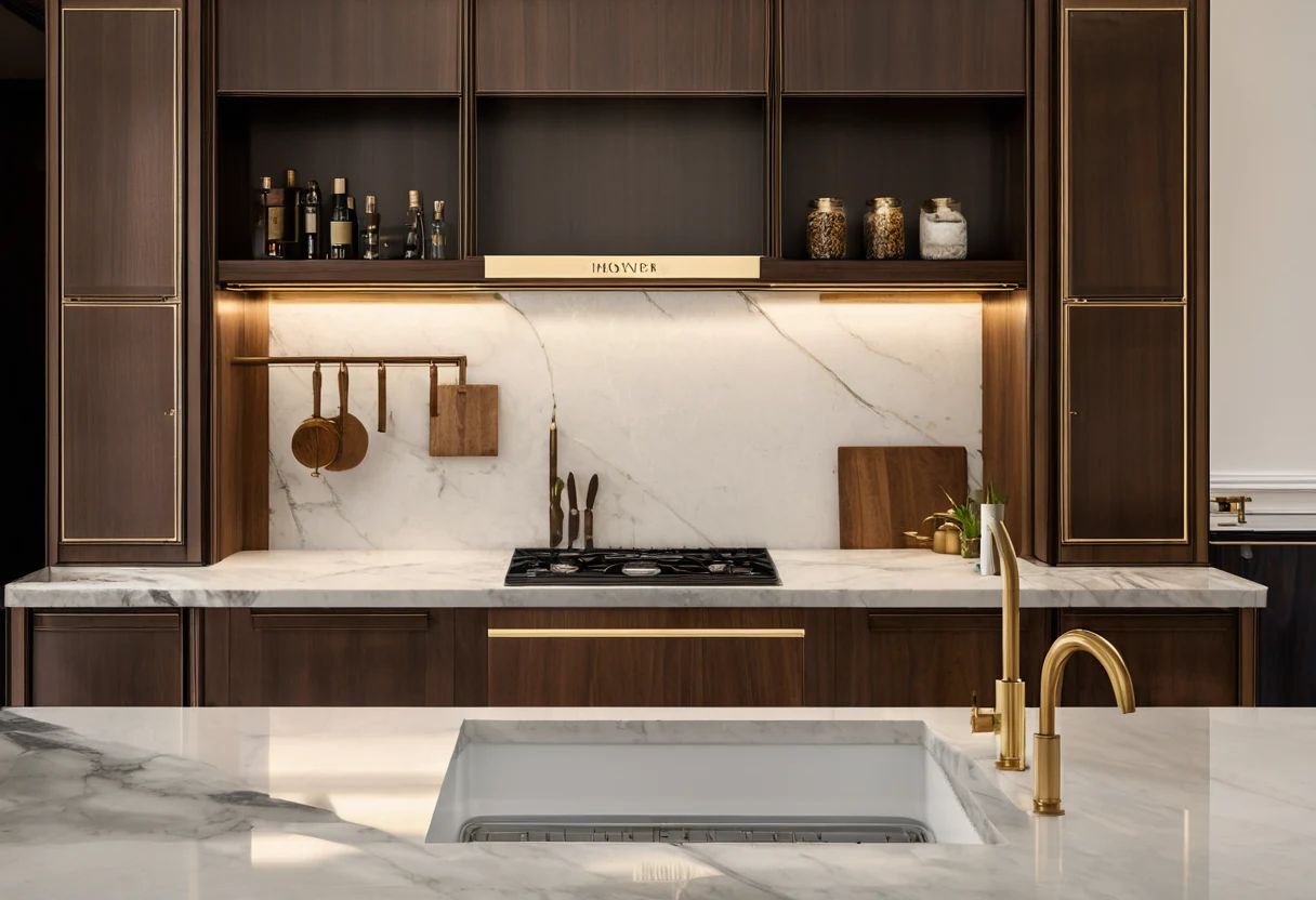 Dedicated prep station in a luxury kitchen with its own sink, waste drawer and two meters of clear marble counter